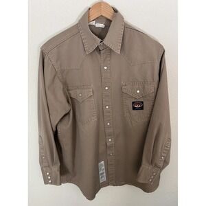 Rasco FR Flame Resistant Shirt Pearl Snap Mens XL (17x34) Khaki Chore Utility